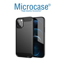 iPhone 12 Pro Brushed Carbon Fiber Silikon Kılıf - Siyah
