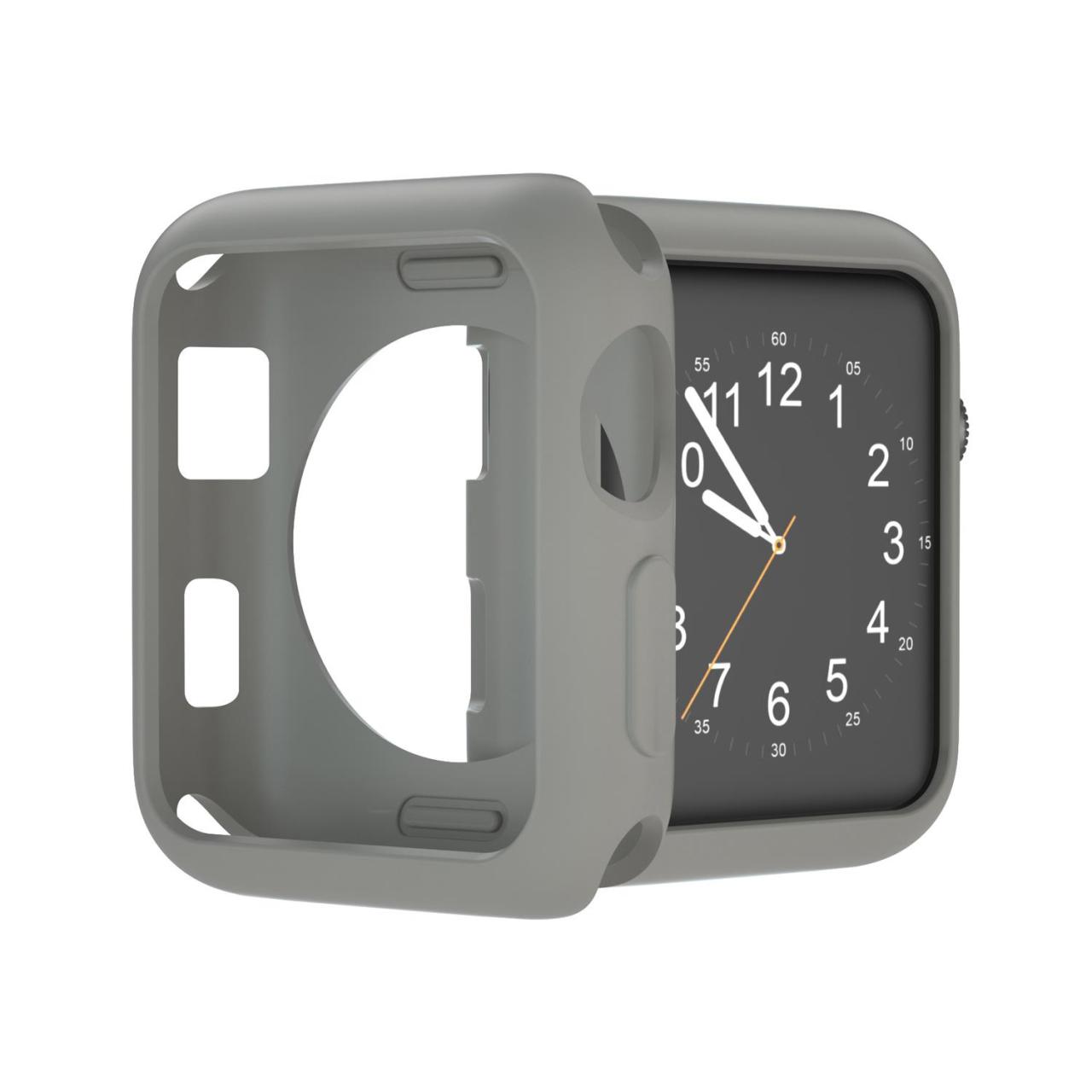 Microcase Apple Watch 7 45 mm Önü Açık Mat Silikon Kılıf - Gri
