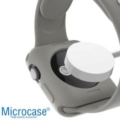 Microcase Apple Watch 7 45 mm Önü Açık Mat Silikon Kılıf - Gri