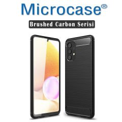 Microcase Samsung Galaxy A32 Brushed Carbon Fiber Silikon Kılıf - Siyah