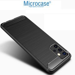 Microcase Samsung Galaxy A32 Brushed Carbon Fiber Silikon Kılıf - Siyah