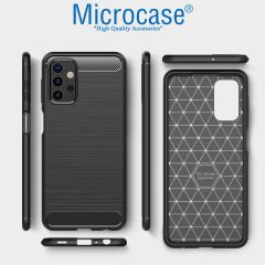 Microcase Samsung Galaxy A32 Brushed Carbon Fiber Silikon Kılıf - Siyah