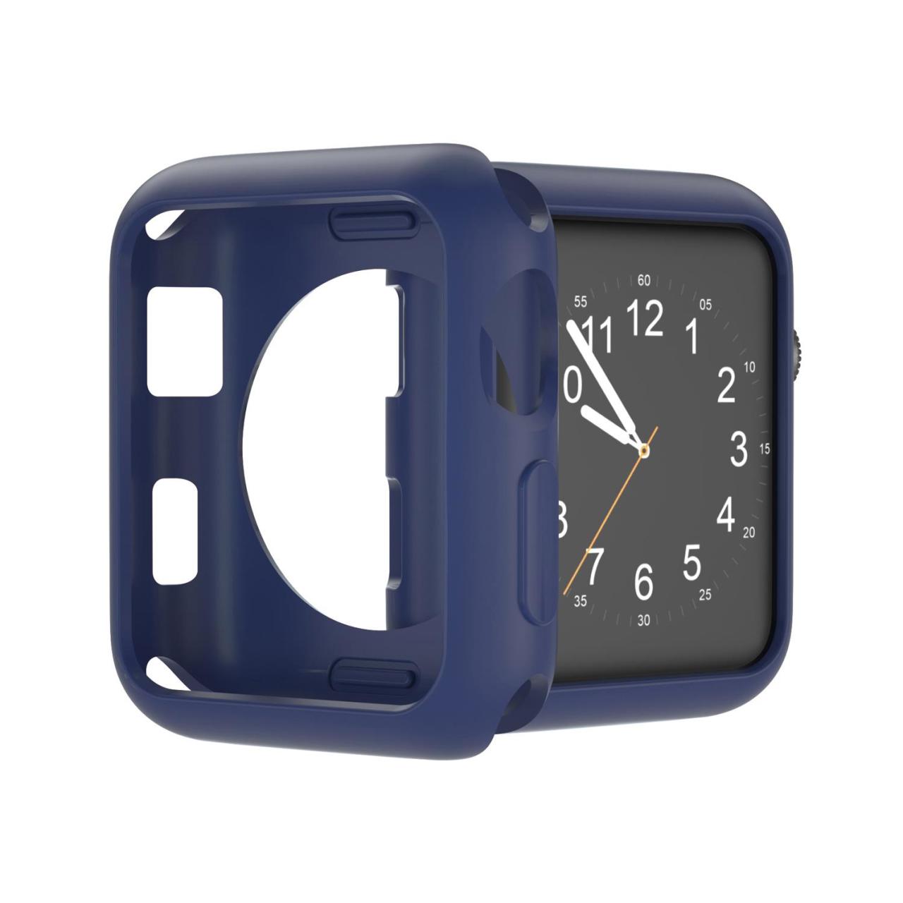 Microcase Apple Watch 7 45 mm Önü Açık Mat Silikon Kılıf - Lacivert
