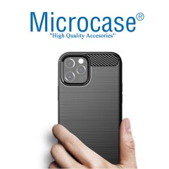iPhone 12 Pro Max Brushed Carbon Fiber Silikon Kılıf - Siyah