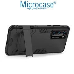 Microcase Huawei P40 Alfa Serisi Armor Standlı Perfect Koruma Kılıf + Tempered Glass Cam Koruma