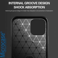 iPhone 12 Pro Max Brushed Carbon Fiber Silikon Kılıf - Siyah