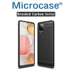 Microcase Samsung Galaxy M12 Brushed Carbon Fiber Silikon Kılıf - Siyah