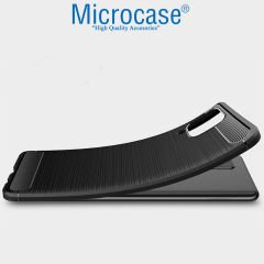 Microcase Samsung Galaxy M12 Brushed Carbon Fiber Silikon Kılıf - Siyah