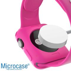 Microcase Apple Watch 7 45 mm Önü Açık Mat Silikon Kılıf - Pembe