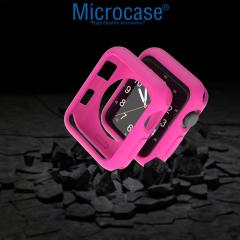 Microcase Apple Watch 7 45 mm Önü Açık Mat Silikon Kılıf - Pembe