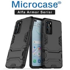 Microcase Huawei P40 Alfa Serisi Armor Standlı Perfect Koruma Kılıf - Siyah