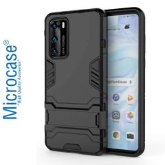 Microcase Huawei P40 Alfa Serisi Armor Standlı Perfect Koruma Kılıf - Siyah