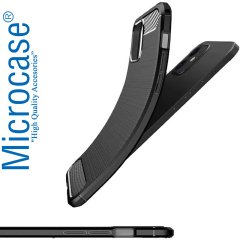 iPhone 12 Mini Brushed Carbon Fiber Silikon Kılıf - Siyah