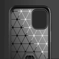 iPhone 12 Mini Brushed Carbon Fiber Silikon Kılıf - Siyah
