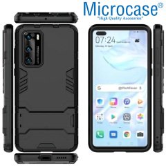 Microcase Huawei P40 Alfa Serisi Armor Standlı Perfect Koruma Kılıf - Siyah