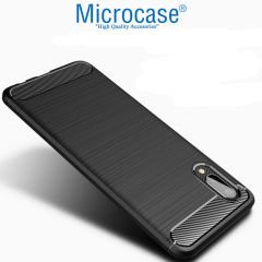 Microcase Samsung Galaxy A02 Brushed Carbon Fiber Silikon Kılıf - Siyah