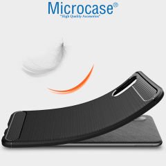 Microcase Samsung Galaxy A02 Brushed Carbon Fiber Silikon Kılıf - Siyah