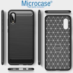 Microcase Samsung Galaxy A02 Brushed Carbon Fiber Silikon Kılıf - Siyah