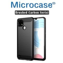 Microcase Realme C21 Brushed Carbon Fiber Silikon Kılıf - Siyah