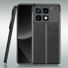 Microcase Poco X6 Pro /Xiaomi Redmi K70E Leather Serisi Deri Efekt Silikon Kılıf - Siyah Al3337