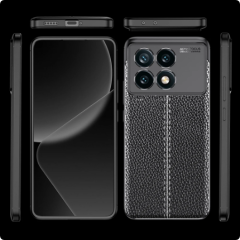 Microcase Poco X6 Pro /Xiaomi Redmi K70E Leather Serisi Deri Efekt Silikon Kılıf - Siyah Al3337