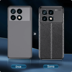 Microcase Poco X6 Pro /Xiaomi Redmi K70E Leather Serisi Deri Efekt Silikon Kılıf - Siyah Al3337