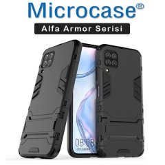 Microcase Huawei P40 Lite Alfa Serisi Armor Standlı Perfect Koruma Kılıf - Siyah