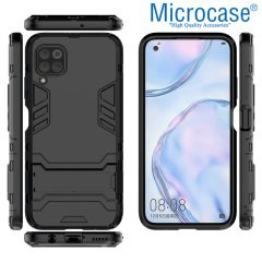 Microcase Huawei P40 Lite Alfa Serisi Armor Standlı Perfect Koruma Kılıf - Siyah