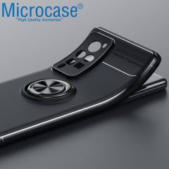 Microcase Vivo X60 Pro Plus Focus Serisi Yüzük Standlı Silikon Kılıf - Siyah