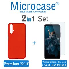 Microcase Huawei Honor 20 Premium Matte Silikon Kılıf + Tempered Glass Cam Koruma
