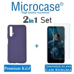 Microcase Huawei Honor 20 Premium Matte Silikon Kılıf + Tempered Glass Cam Koruma