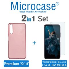 Microcase Huawei Honor 20 Premium Matte Silikon Kılıf + Tempered Glass Cam Koruma