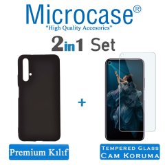 Microcase Huawei Honor 20 Premium Matte Silikon Kılıf + Tempered Glass Cam Koruma