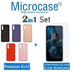 Microcase Huawei Honor 20 Premium Matte Silikon Kılıf + Tempered Glass Cam Koruma