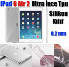 iPad 6 Air 2 Ultraİnce Silikon Kılıf + Glass + Kalem