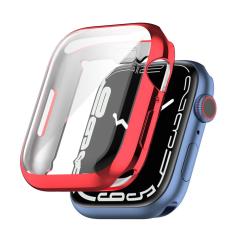 Microcase Apple Watch 7 41 mm Önü Kapalı Silikon Kılıf - Kırmızı