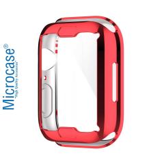 Microcase Apple Watch 7 41 mm Önü Kapalı Silikon Kılıf - Kırmızı