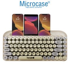 Microcase SW-05 Yuvarlak Tuşlu Telefon Tablet Tutuculu Taşınabilir Kablosuz Bluetoothlu Q Klavye AL4177