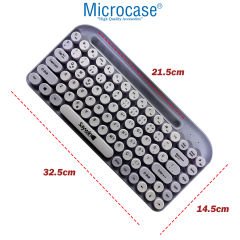 Microcase SW-05 Yuvarlak Tuşlu Telefon Tablet Tutuculu Taşınabilir Kablosuz Bluetoothlu Q Klavye AL4177
