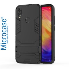 Microcase Xiaomi Redmi Note 7 - Note 7 Pro Alfa Serisi Armor Standlı Perfect Koruma Kılıf + Tempered Glass Cam Koruma (SEÇENEKLİ)