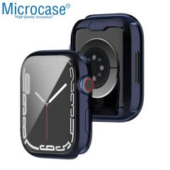 Microcase Apple Watch 7 41 mm Önü Kapalı Silikon Kılıf - Lacivert