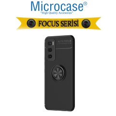 Microcase Vivo Y70 - V20 SE Focus Serisi Yüzük Standlı Silikon Kılıf - Siyah