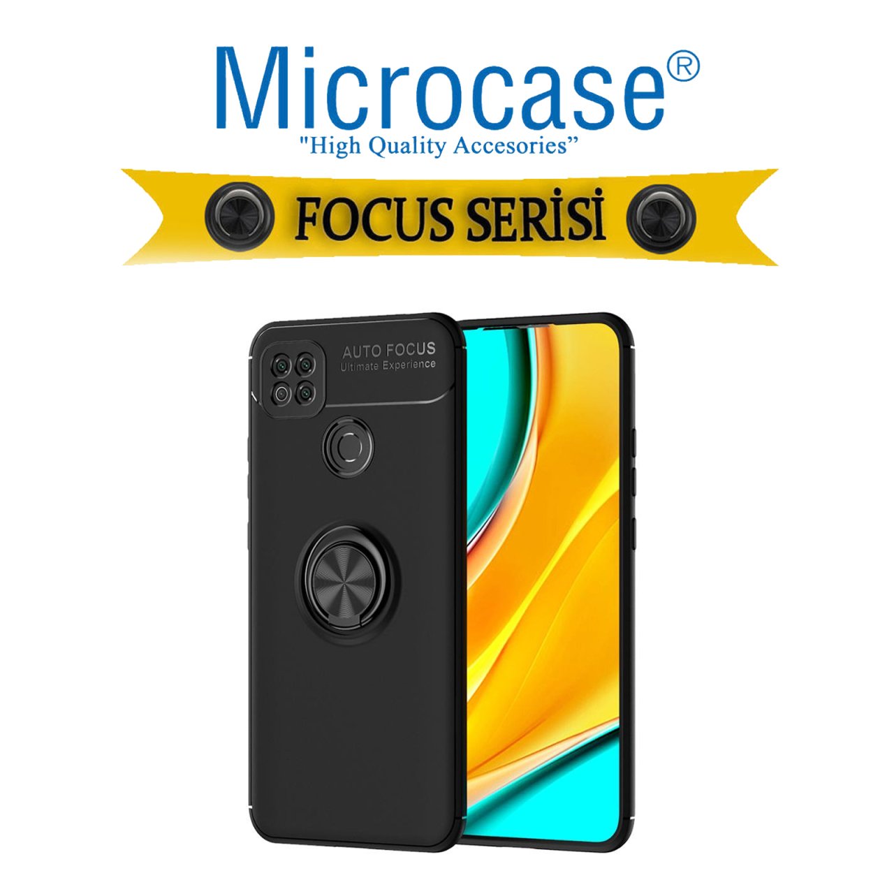 Xiaomi Redmi 9C Focus Serisi Yüzük Standlı Kılıf