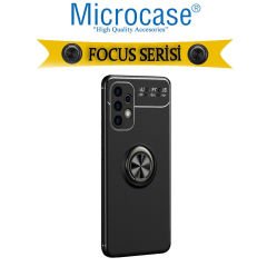 Microcase Samsung Galaxy A32 Focus Serisi Yüzük Standlı Silikon Kılıf - Siyah