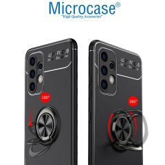 Microcase Samsung Galaxy A32 Focus Serisi Yüzük Standlı Silikon Kılıf - Siyah