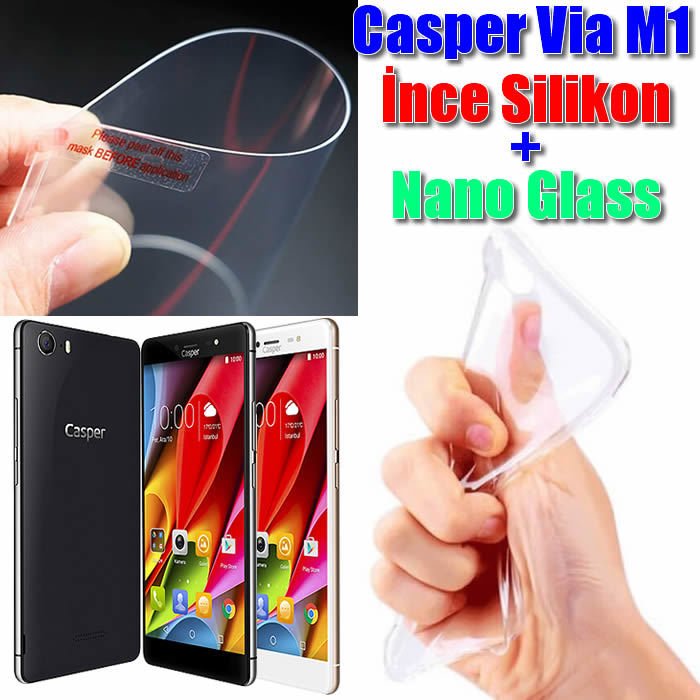 Casper M1 Ultra İnce Silikon Kılıf + Nano Glass