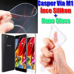 Casper M1 Ultra İnce Silikon Kılıf + Nano Glass