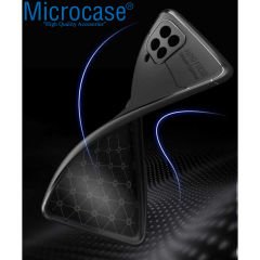 Microcase Samsung Galaxy M12 - A12 - F12 Focus Serisi Yüzük Standlı Silikon Kılıf - Siyah