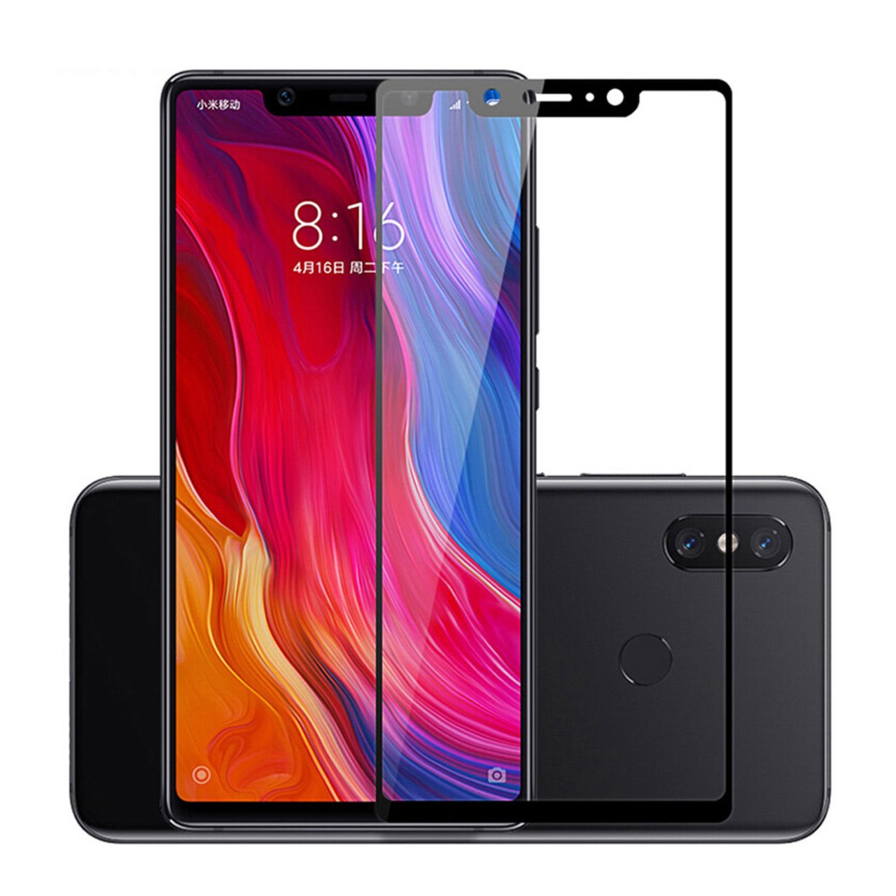 Xiaomi Mi 8 SE Tam Kaplayan Çerçeveli Tempered Cam - Siyah