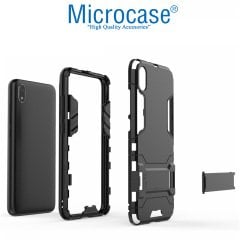 Microcase Xiaomi Redmi 7A Alfa Serisi Armor Standlı Perfect Koruma Kılıf + Tempered Glass Cam Koruma (SEÇENEKLİ)